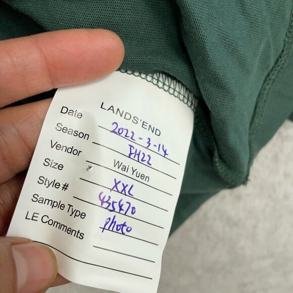 NWOT Lands' End Men's XXL Long Sleeve Green Mock Neck T-Shirt Cotton - Picture 6 of 8